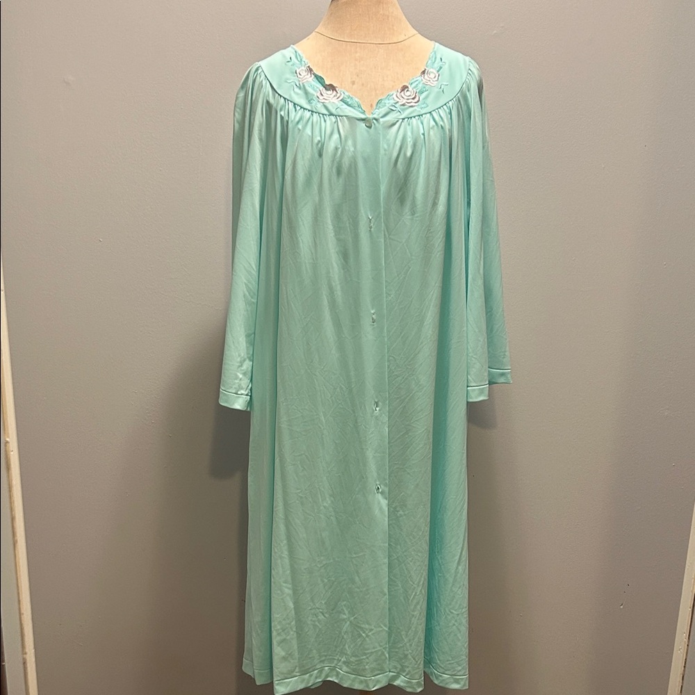 Shadowline 2 pc. Aqua Blue Women's Nightgown/robe